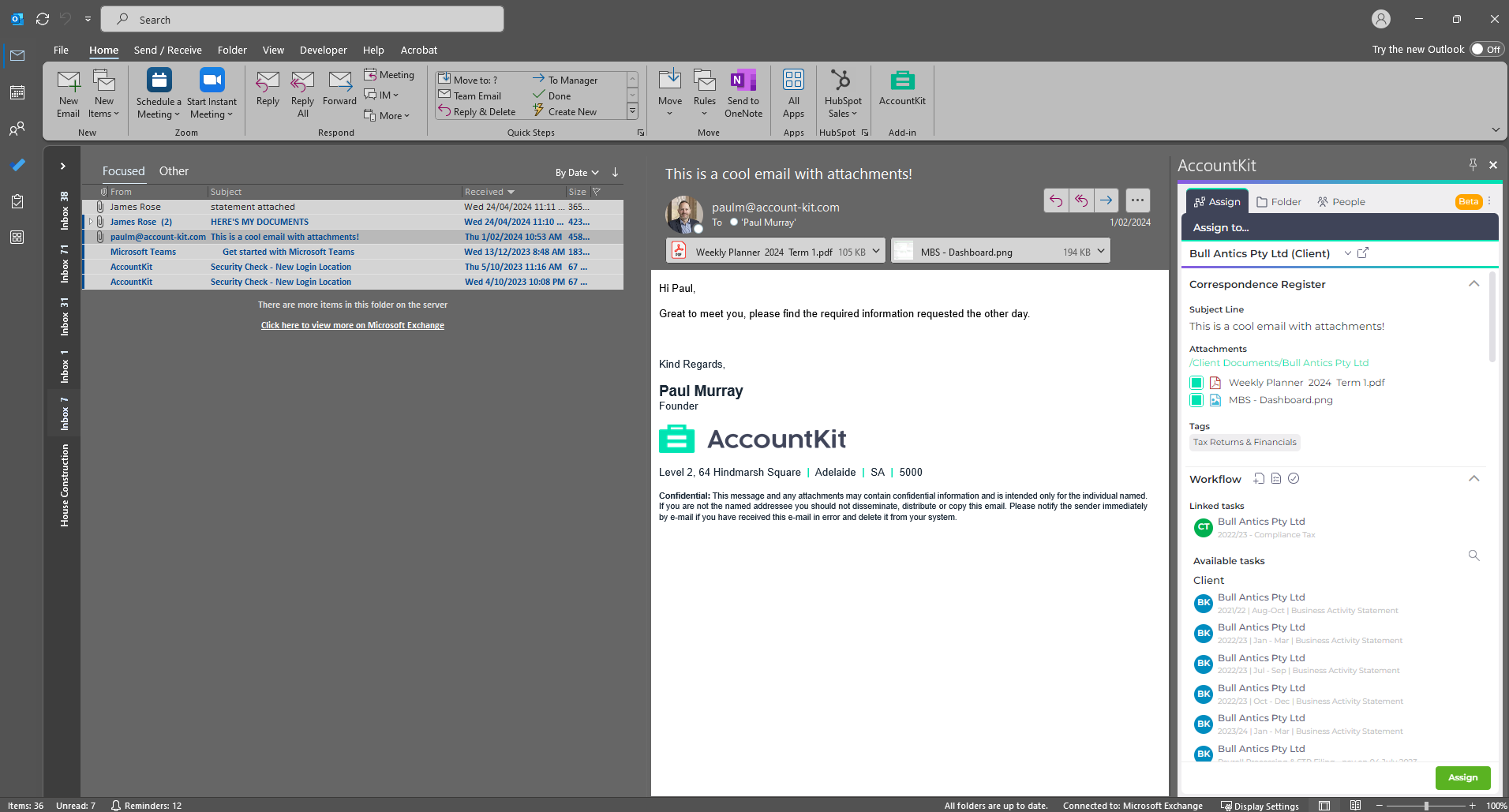 Screenshot - Outlook Extension - 1 - Drag and drop attachments